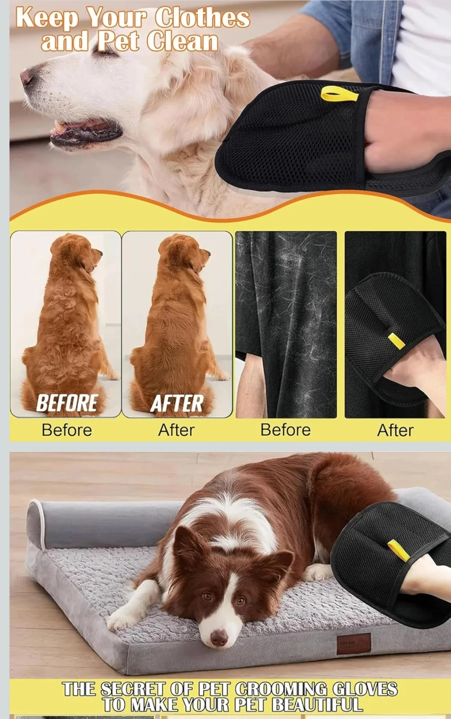 KEYHELP Pet Grooming Glove Mitt - photo 3