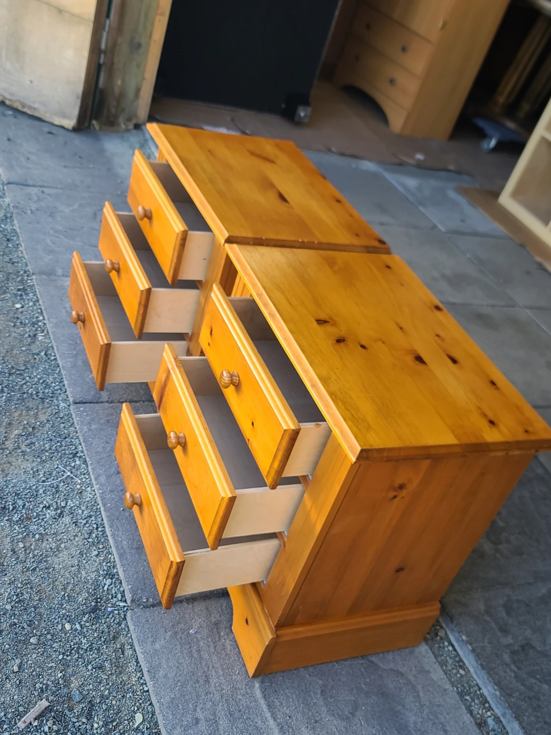 Pair of Pine Nightstands with 3 Drawers - photo 2