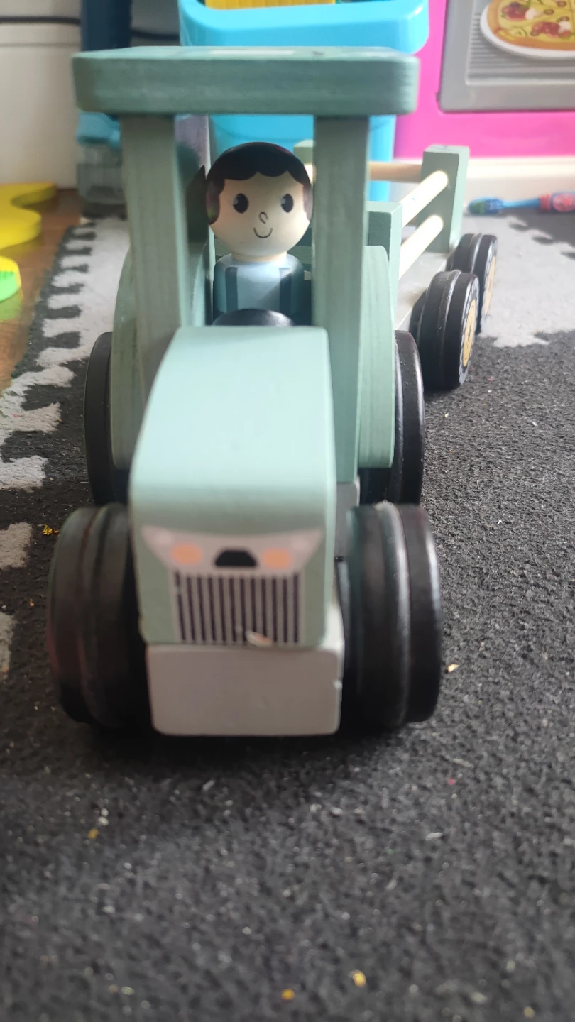 Wooden Toy Tractor and Trailer