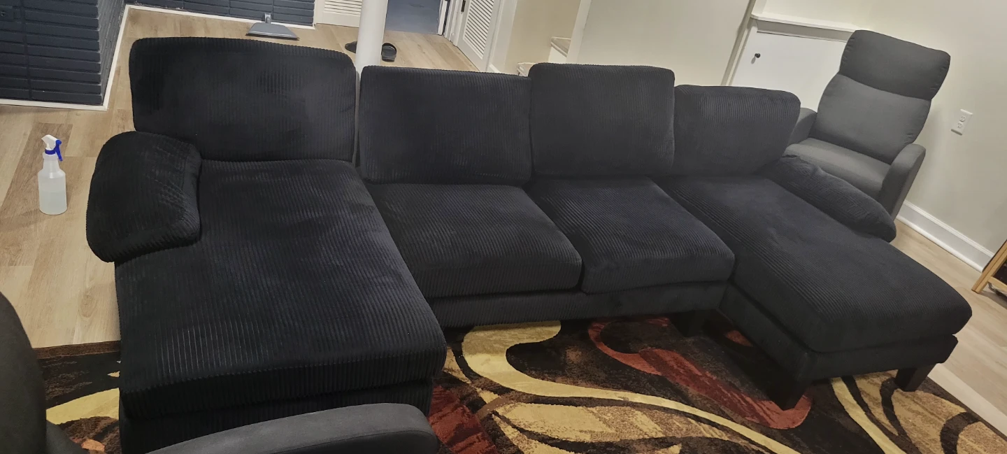 Black Corduroy Sectional Sofa - photo 4