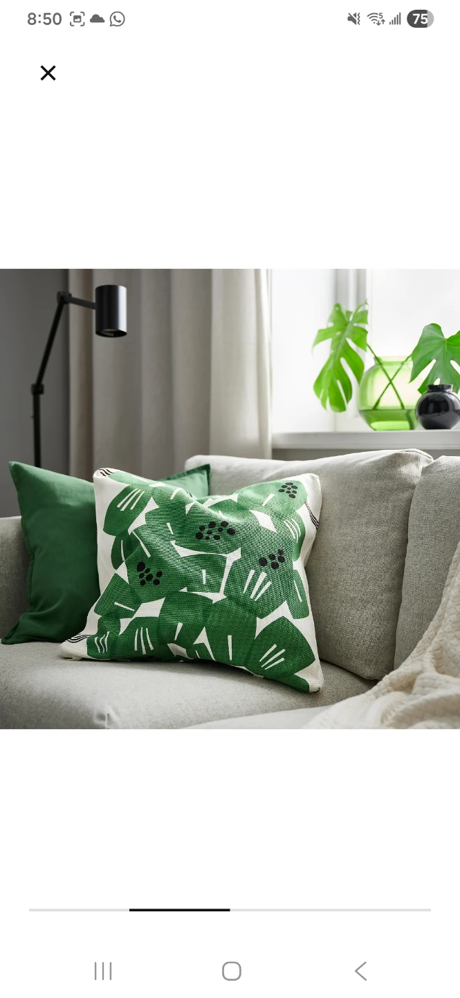 IKEA UNDERBLOMMA Cushion Cover White/Green 50x50 cm - photo 2
