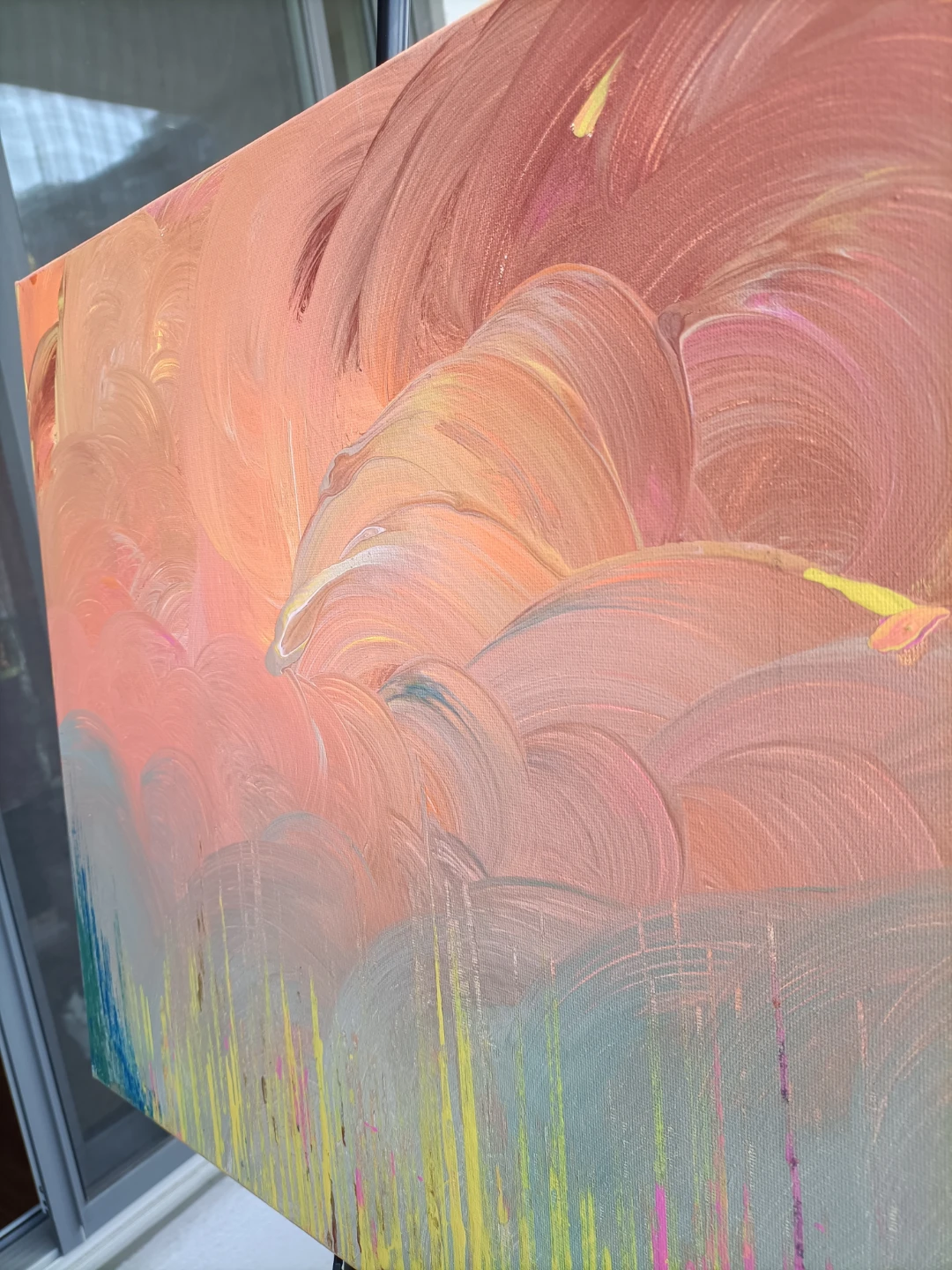Abstract Canvas Painting - Orange, Pink, Yellow - photo 3