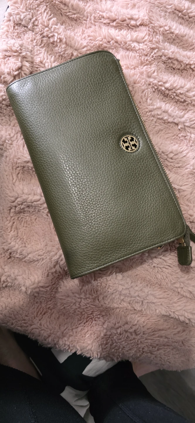 Tory Burch Olive Green Leather Clutch