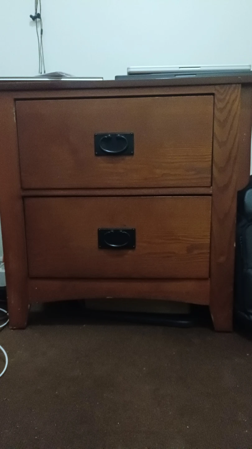 Wooden 2-Drawer Nightstand with printer free