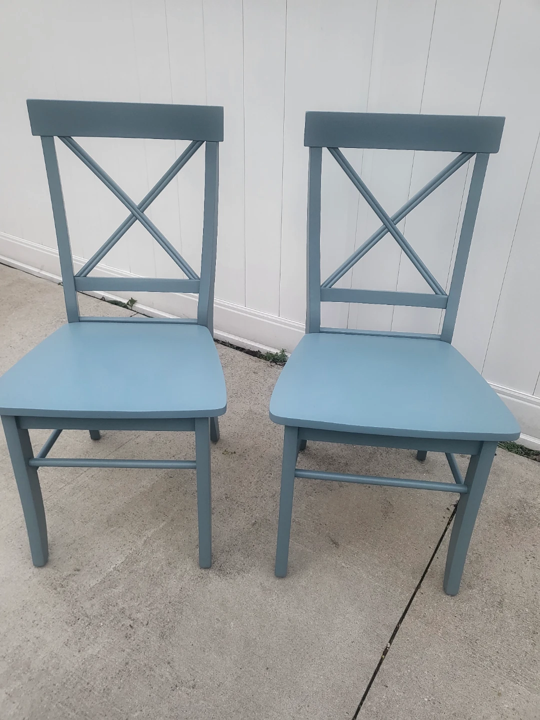 Set of 2 Blue Cross-Back Dining Chairs - photo 3