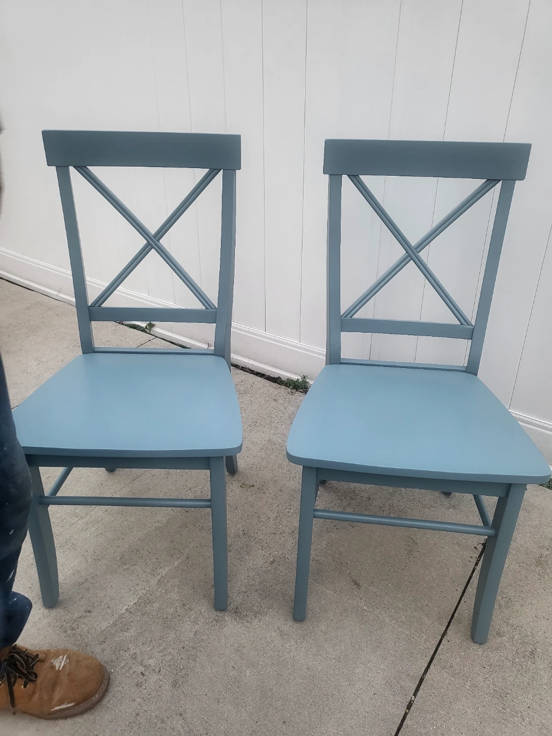 Set of 2 Blue Cross-Back Dining Chairs - photo 4