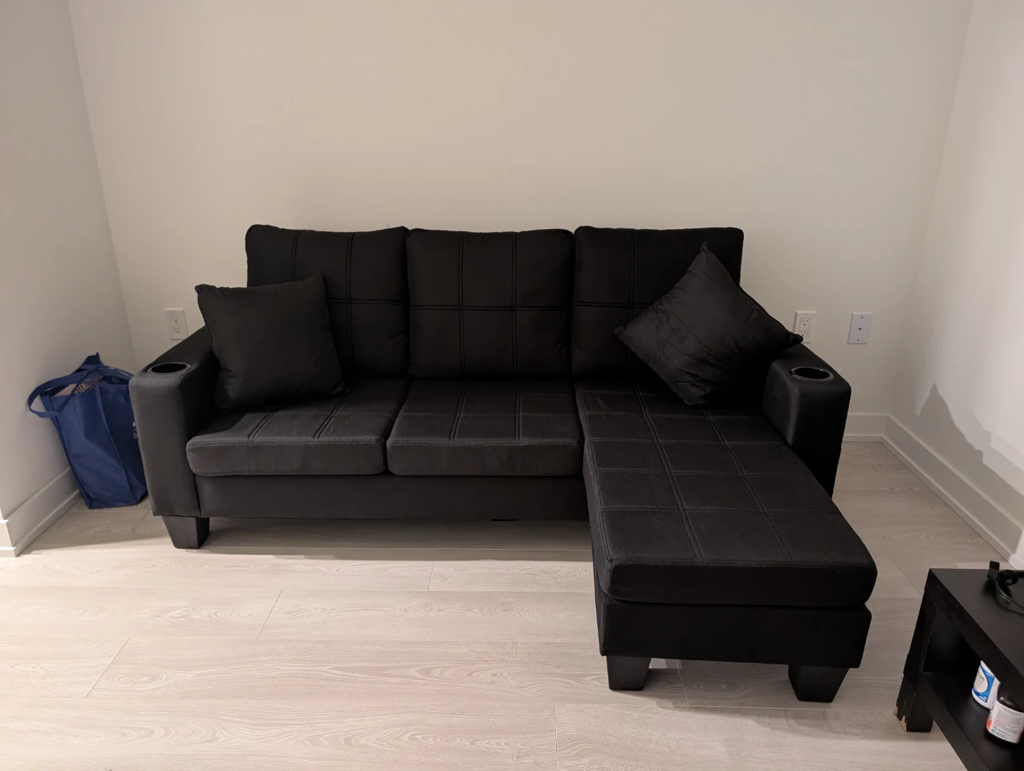 Black Sectional Couch with Chaise - photo 2