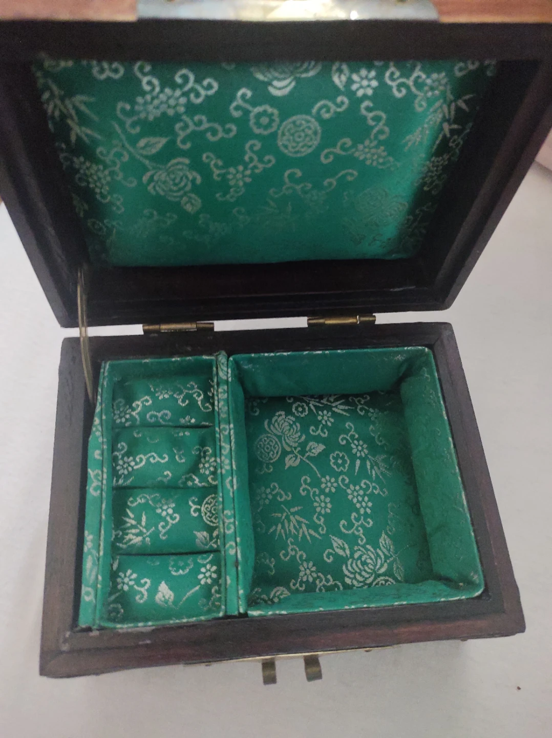 Wooden Trinket Box with Ornate Metal Accents