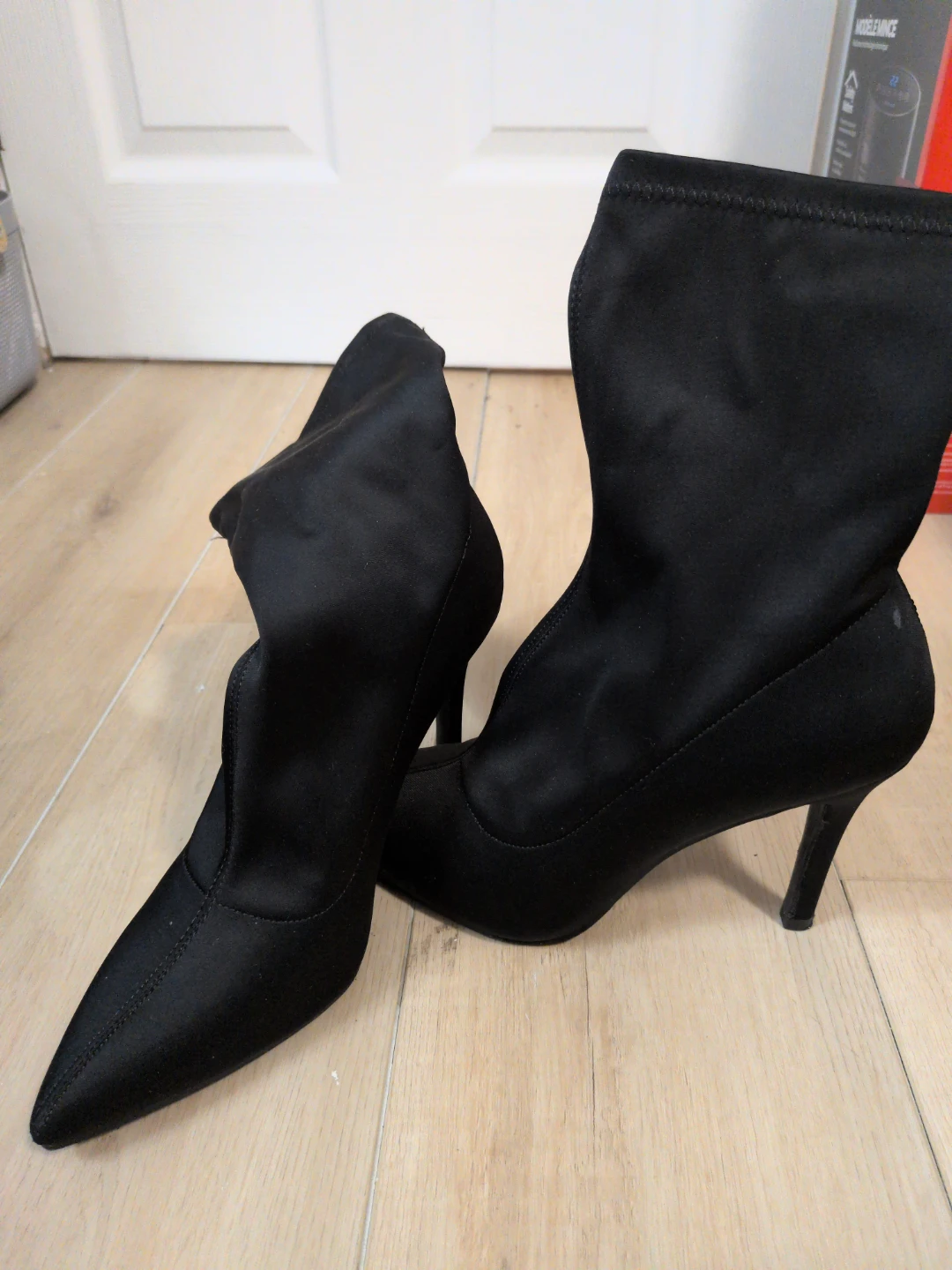 Black Stiletto Heel Sock Boots