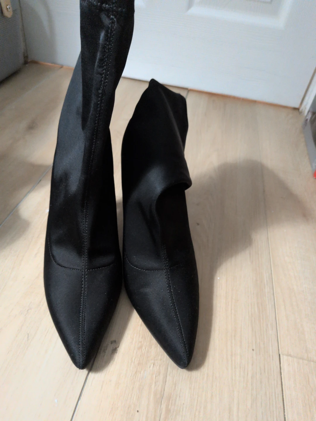 Black Stiletto Heel Sock Boots - photo 2