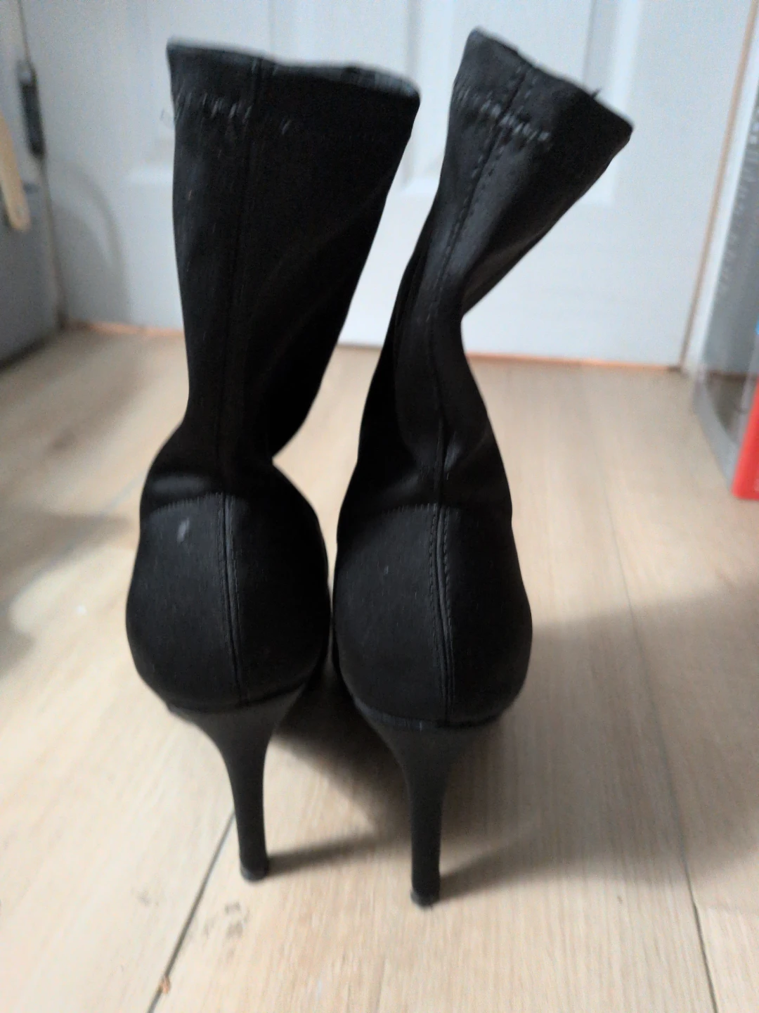 Black Stiletto Heel Sock Boots - photo 3