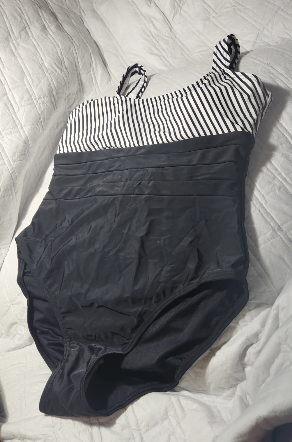 Women's Striped and Black One-Piece Swimsuit - Size L - photo 2