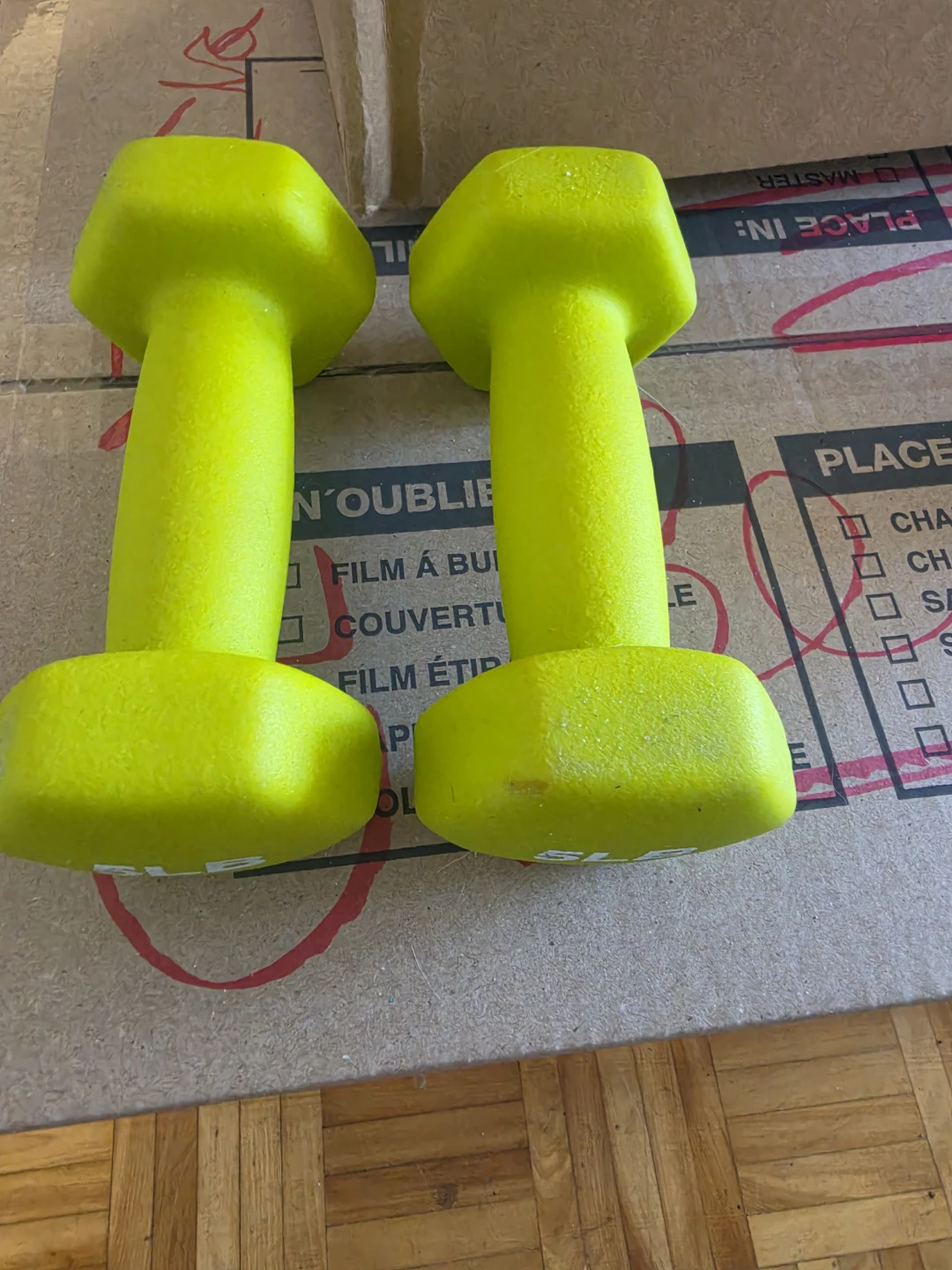 Set of 2 x 5lb Dumbbells - Neon Green