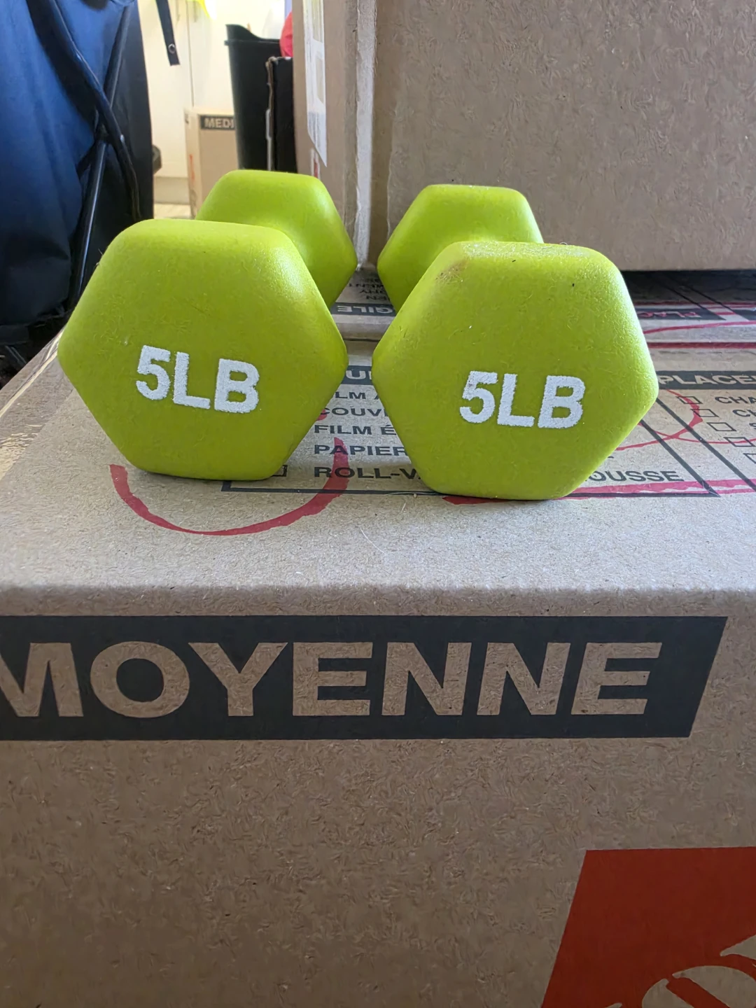 Set of 2 x 5lb Dumbbells - Neon Green - photo 2