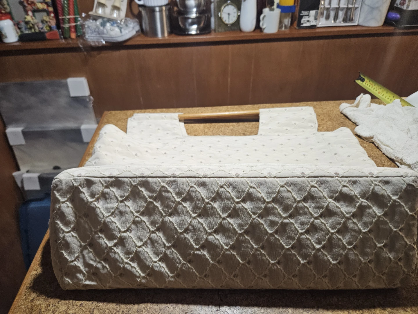 Quilted Tote Bag with Wooden Handles - photo 5