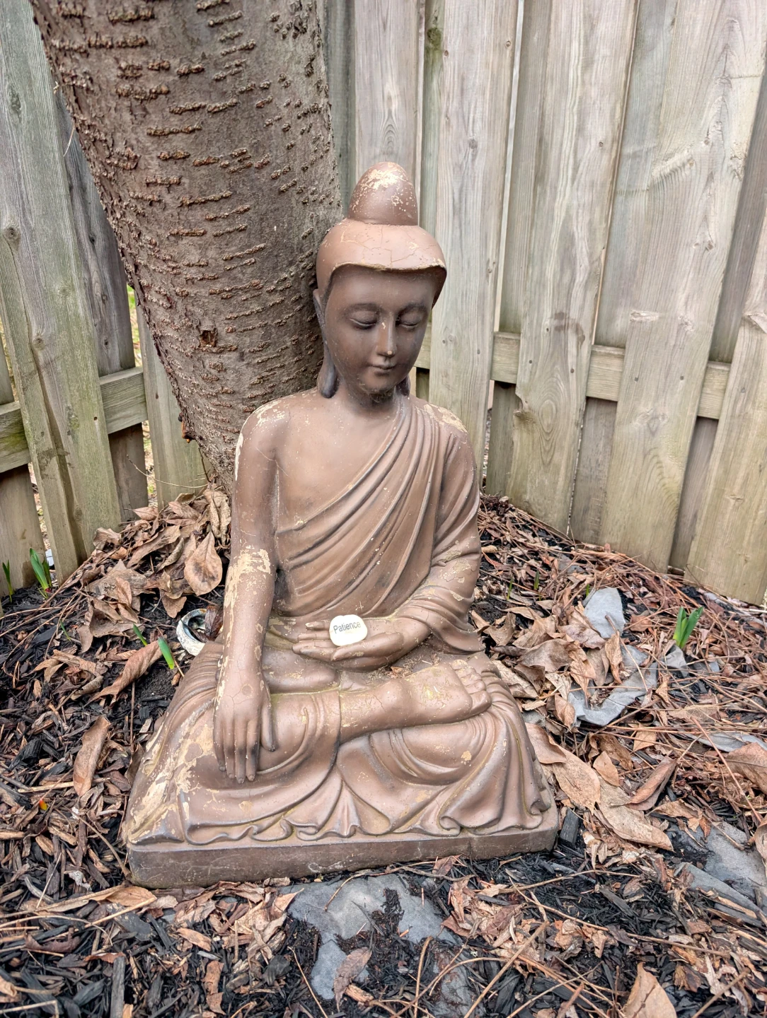 Zen Buddha Statue with "Patience" Stone Accent