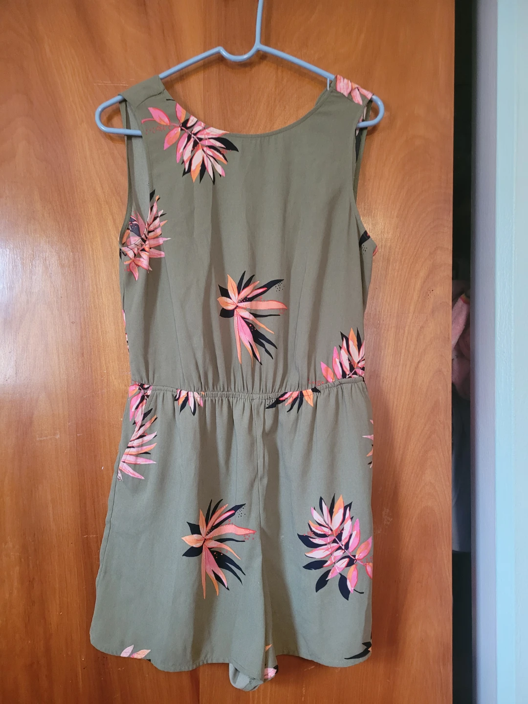 A NEW DAY Olive Green Floral Print Romper Size M