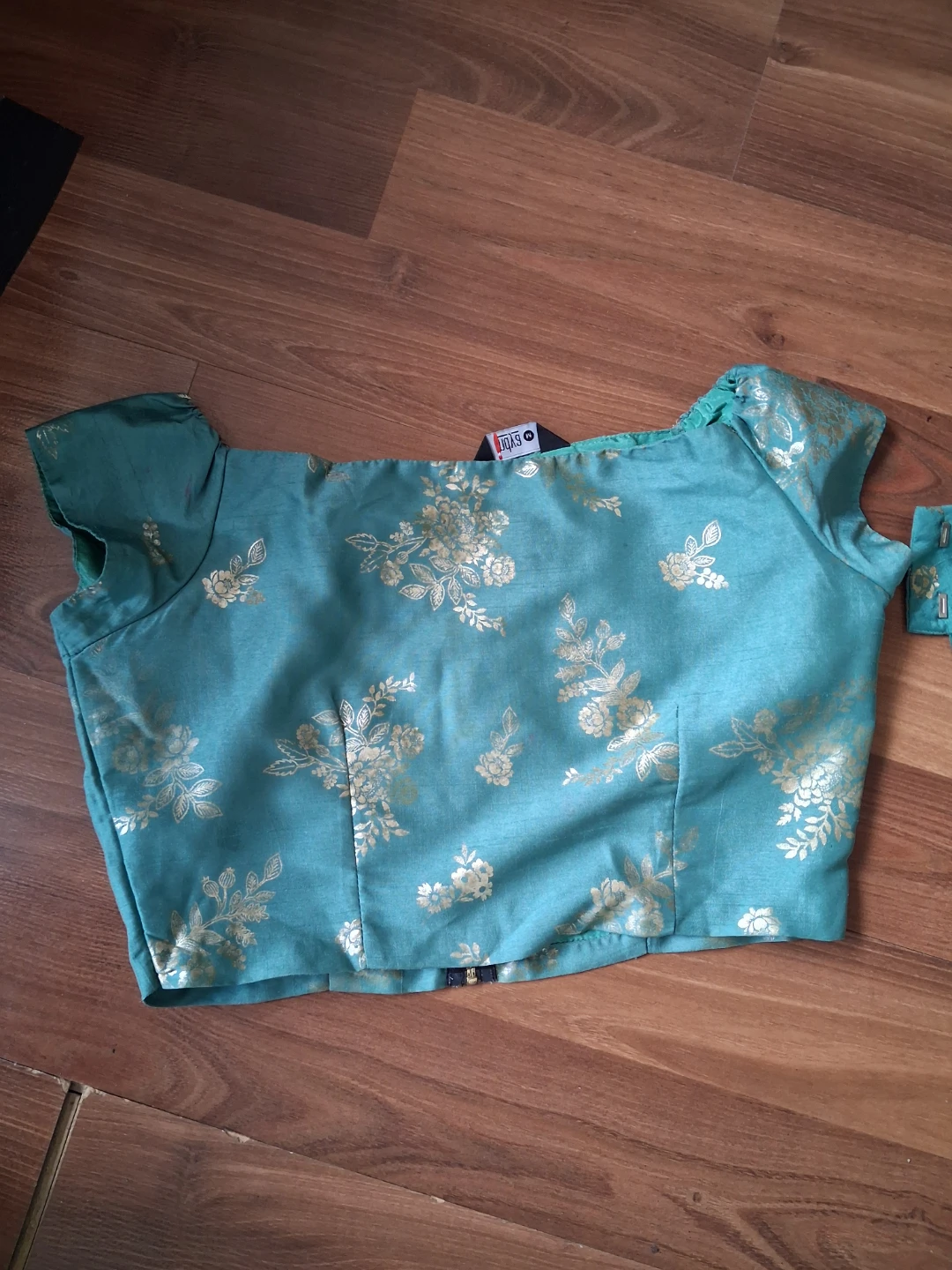 Teal and Gold Floral Print Lehenga Choli - photo 2