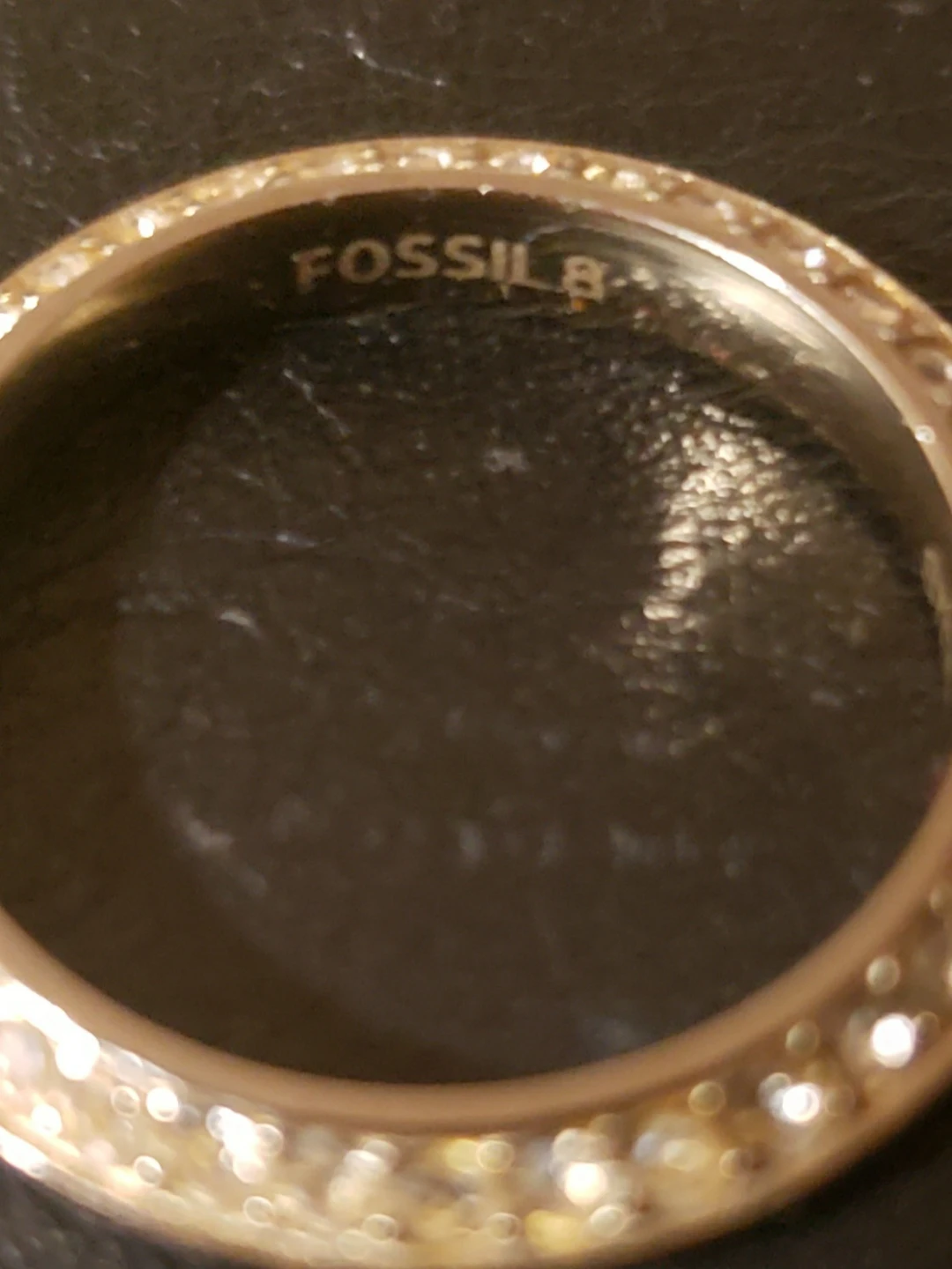 Fossil Steel gold tone Ring with Crystals. - photo 2