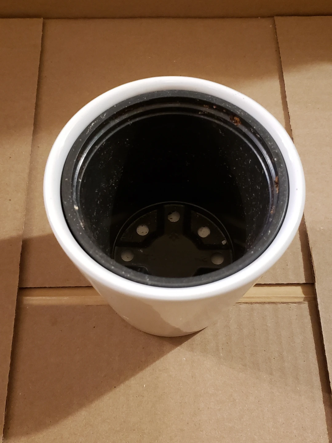 4" White Ceramic Plant Pot & Liner