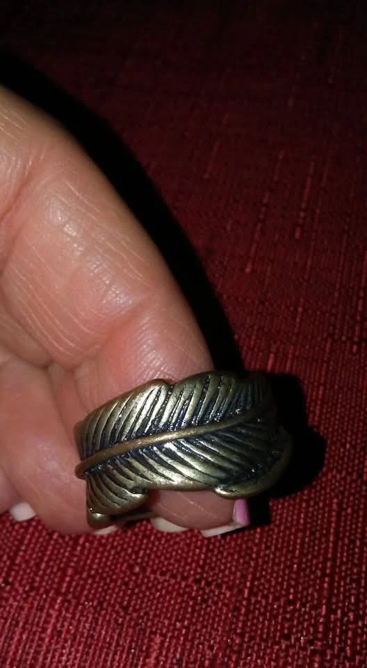 Antique Bronze Feather Ring