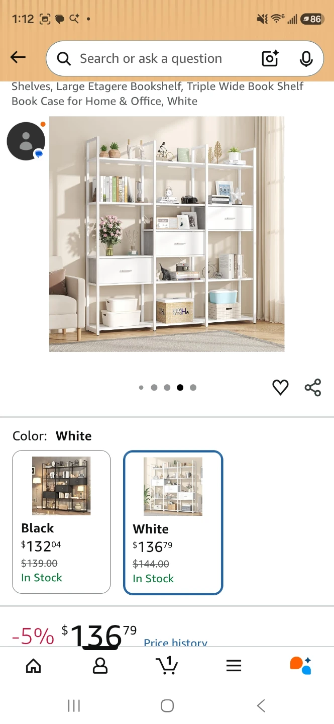 $50/OBO, unboxed,Tall Bookshelf,3 Drawers, 16 Shelves - photo 2