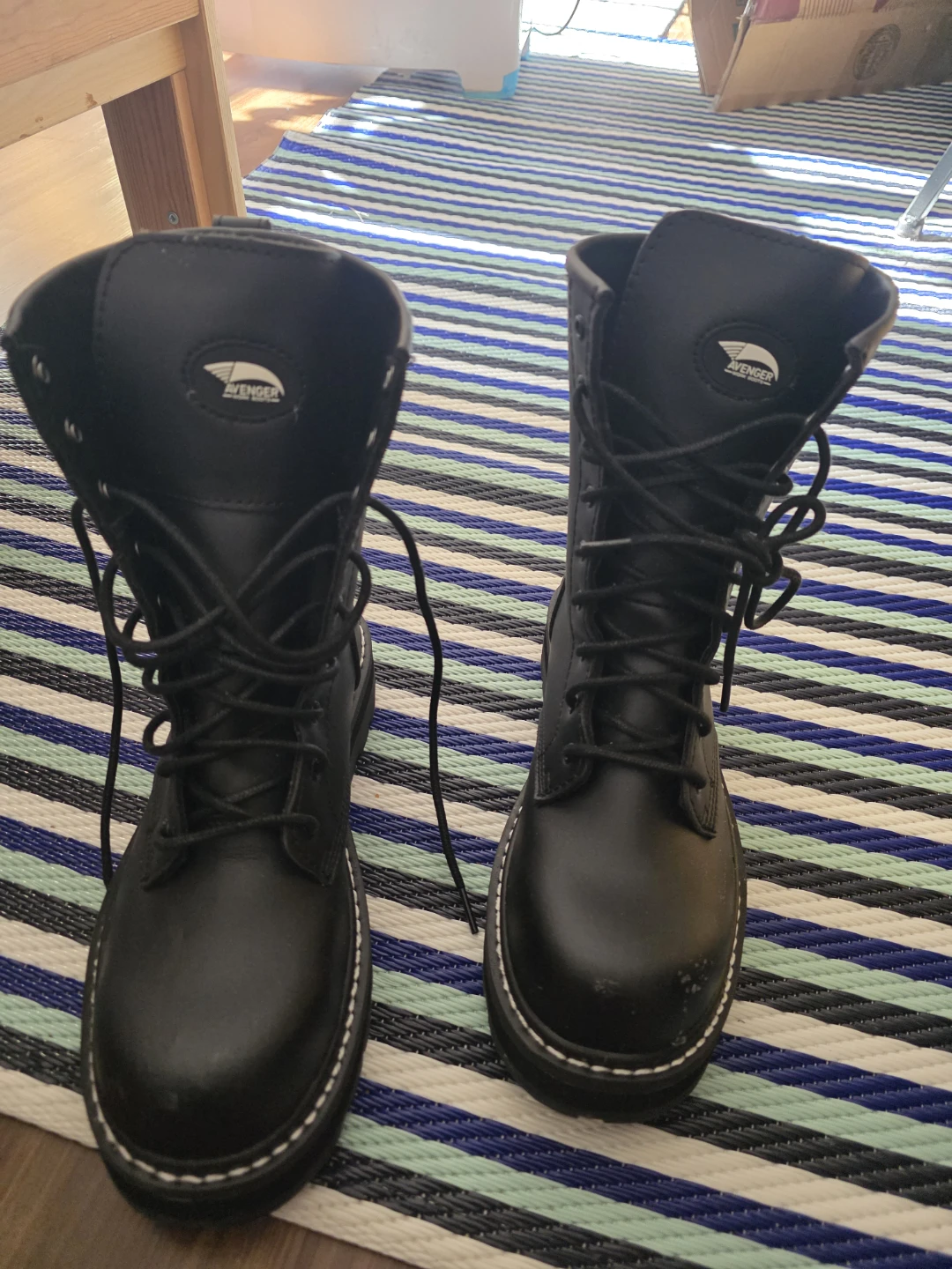 Avenger Black Leather Work Boots