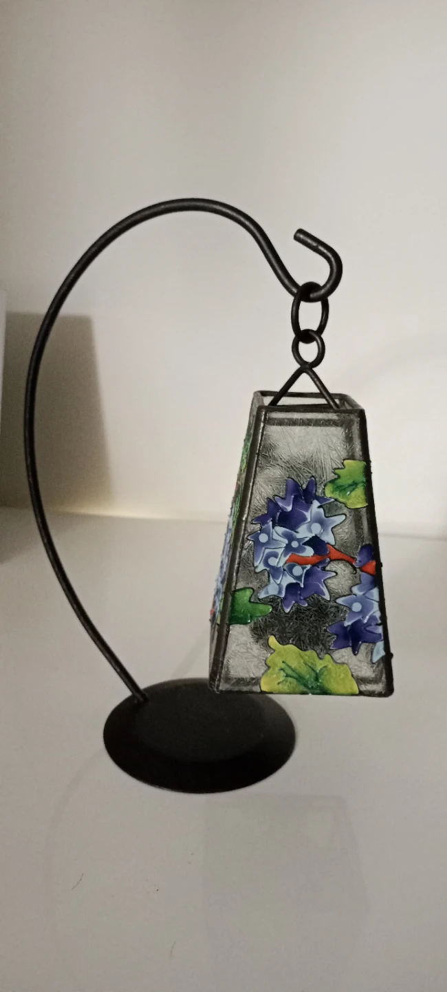 Black Metal Candle Holder with Decorative Lantern