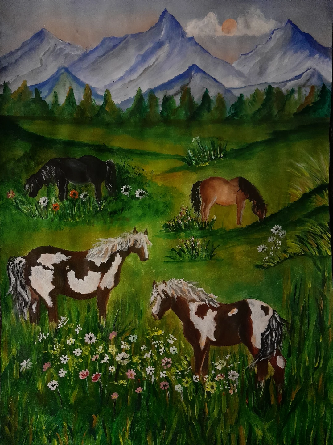 Painting of Horses in a Field