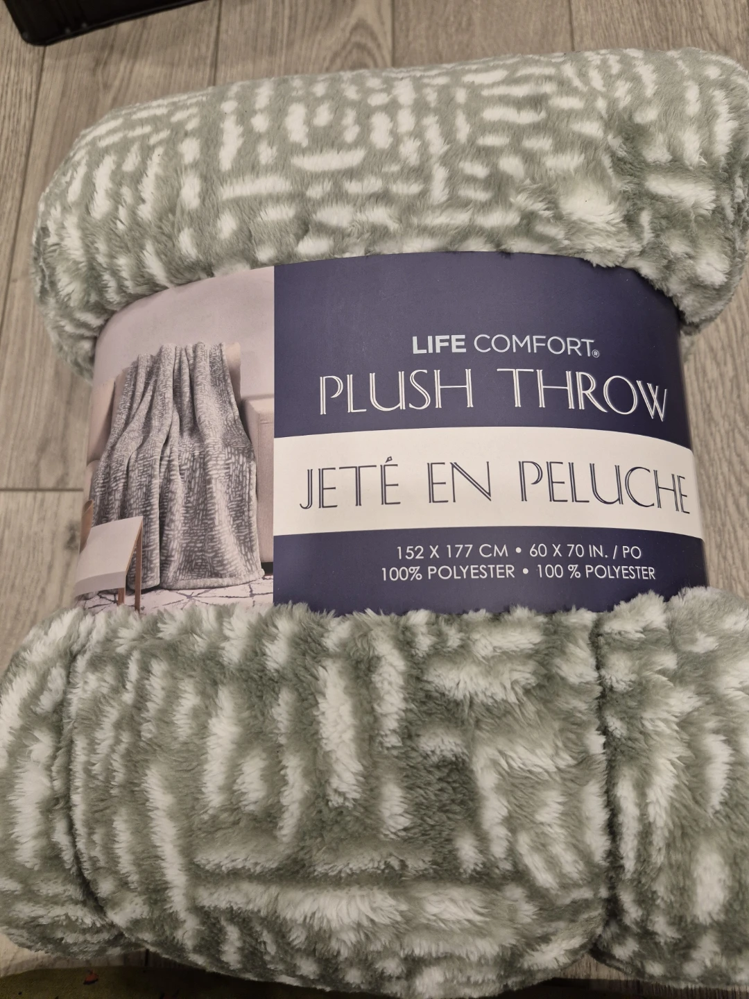 Life Comfort Plush Throw Blanket Grey White 60 x 70 in. - photo 3