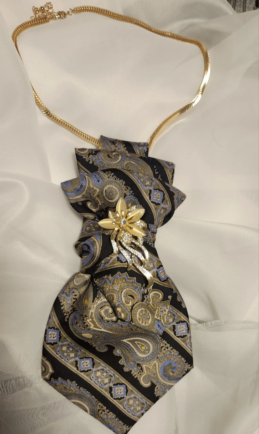 Handmade necktie/ brooch necklace - photo 3