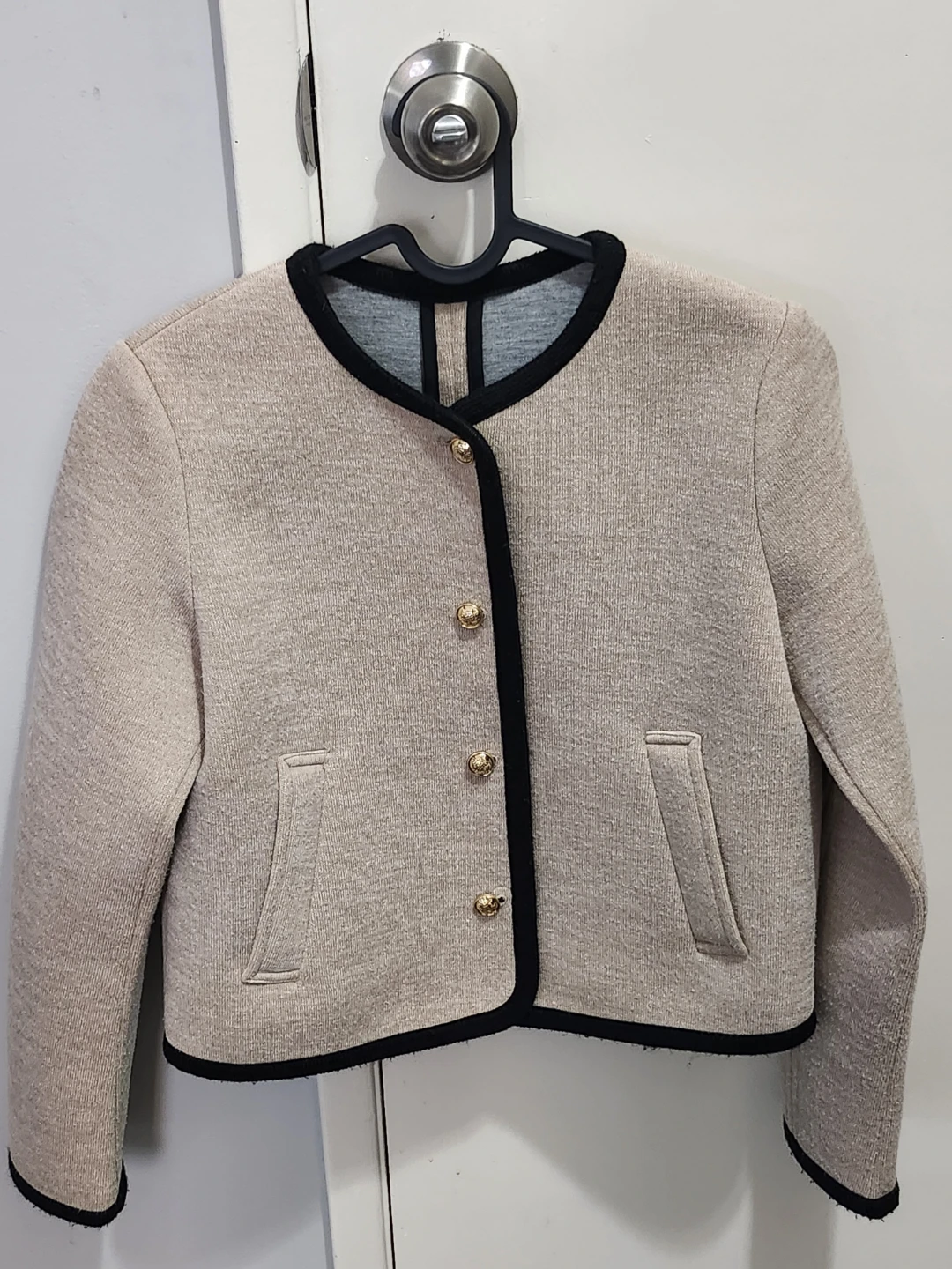 Zara Beige Textured Cropped Jacket - photo 2