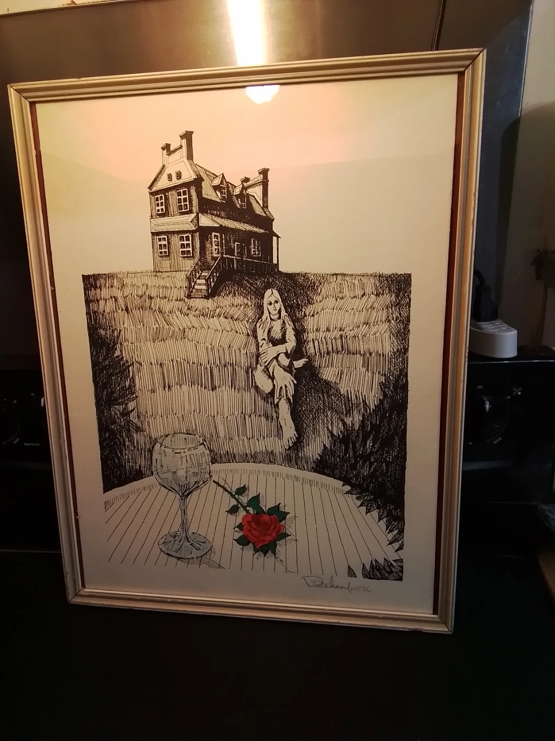 Vintage Mix Media Signed Duchamfo, 1976  17.5x22.5"