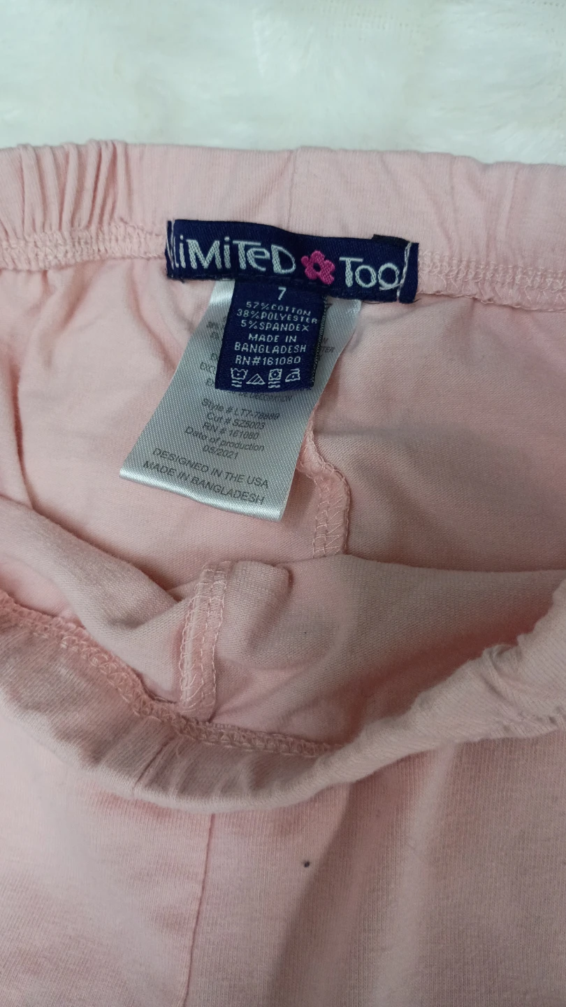 Limited Too Pink Cotton Blend Leggings Size 7