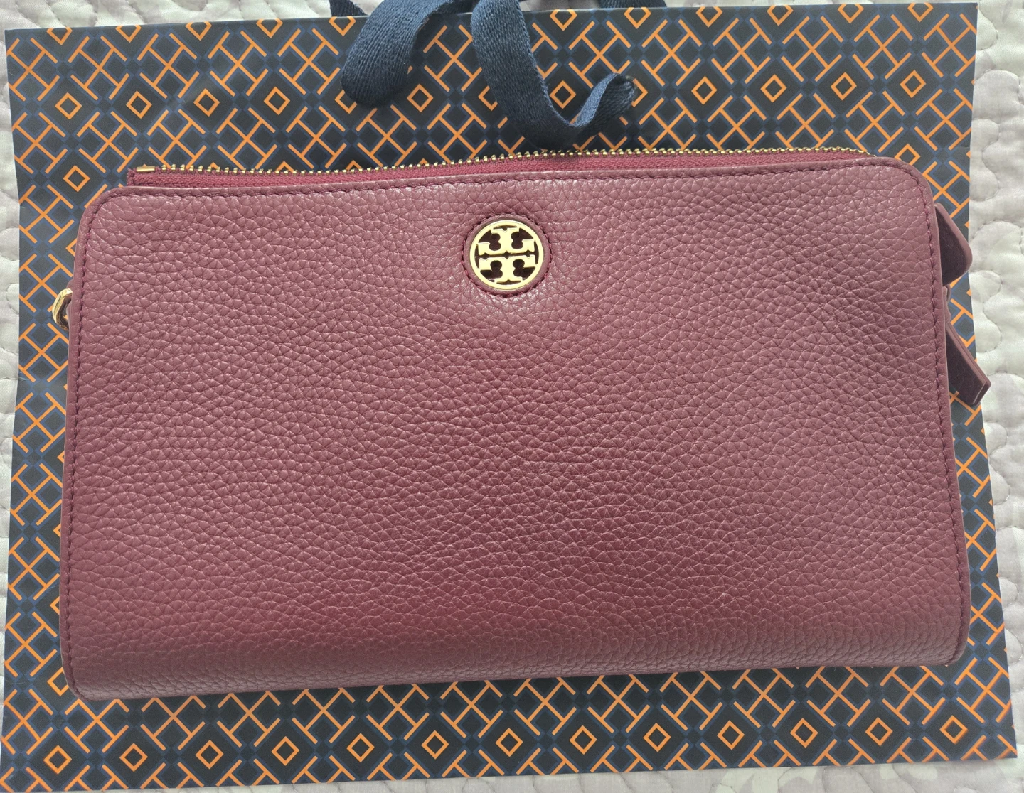Tory Burch Burgundy Leather Crossbody Bag