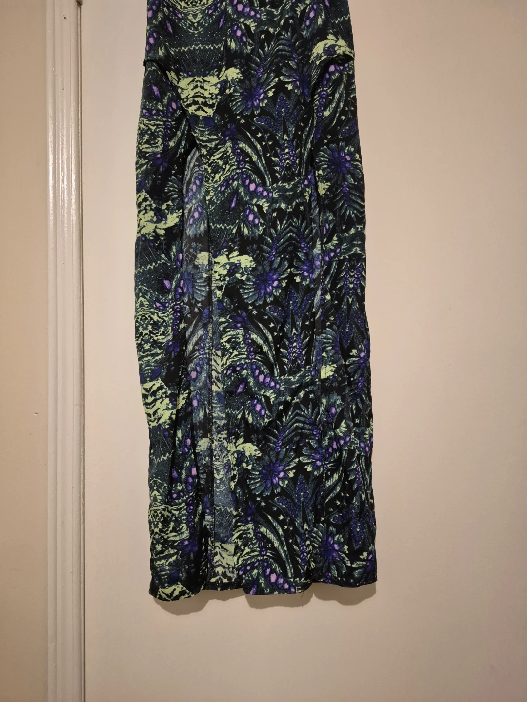 Maxi Skirt - Black/Green/Purple Floral Print