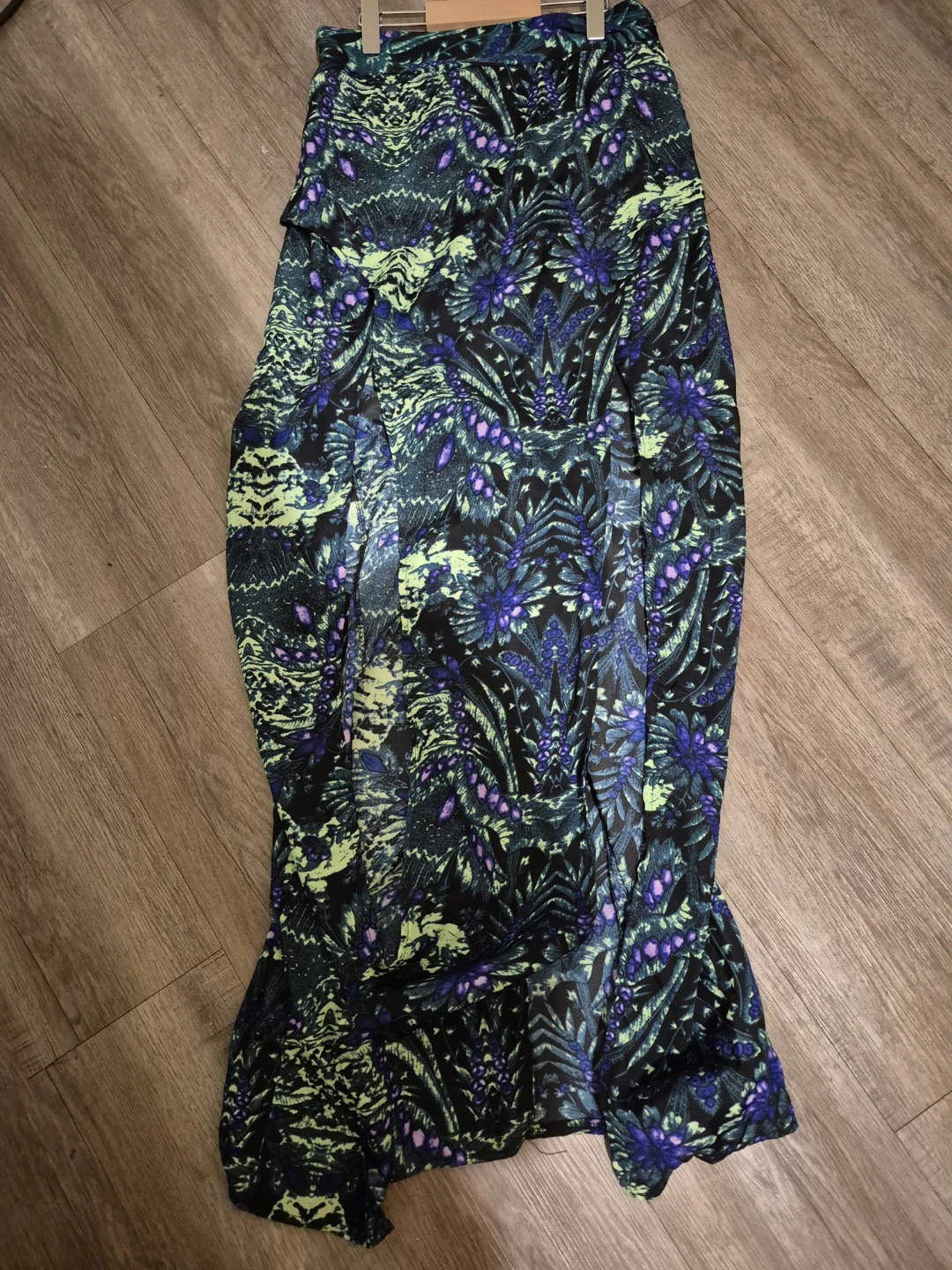 Maxi Skirt - Black/Green/Purple Floral Print - photo 3