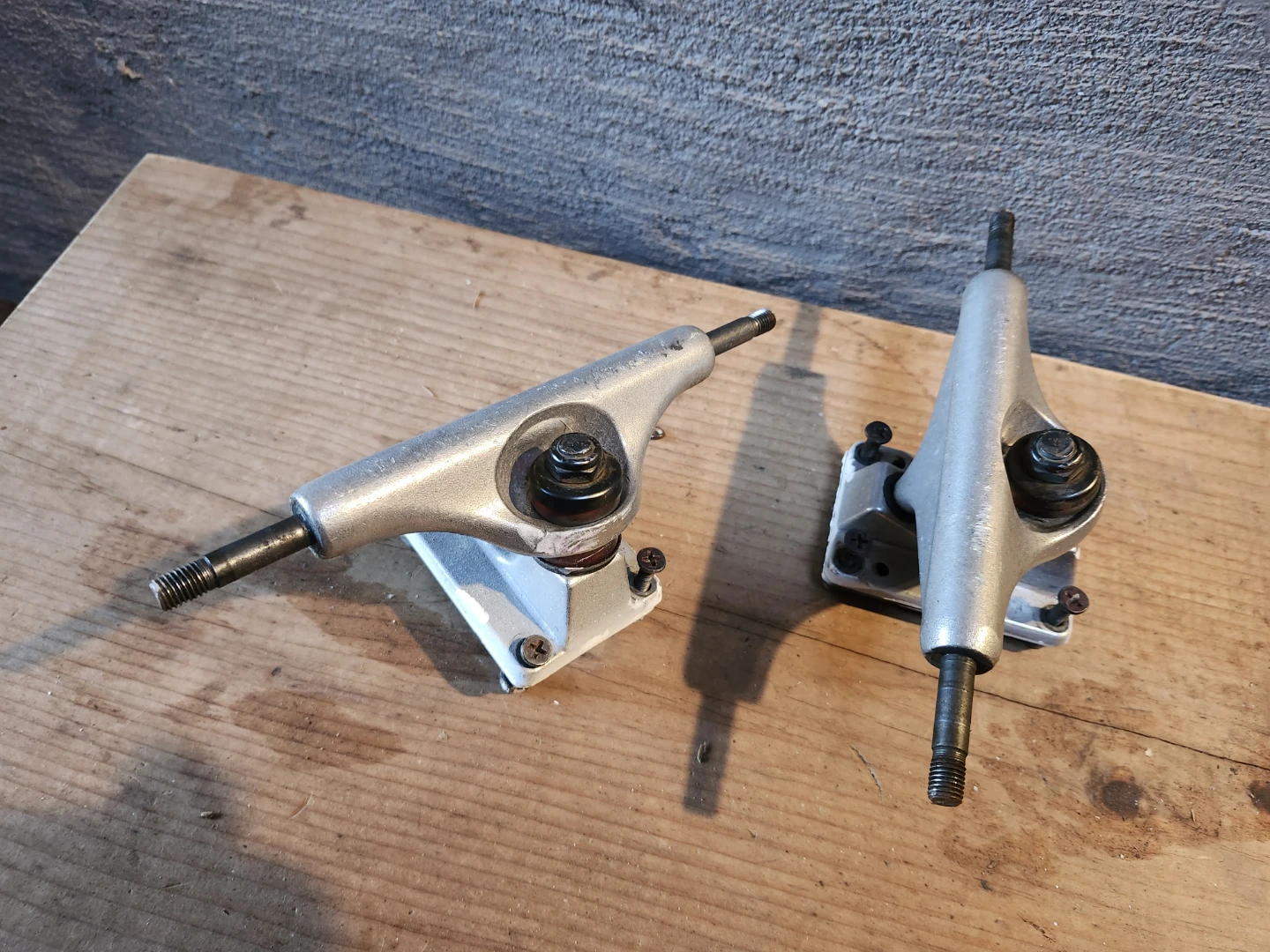 Pair of Silver Skateboard Trucks