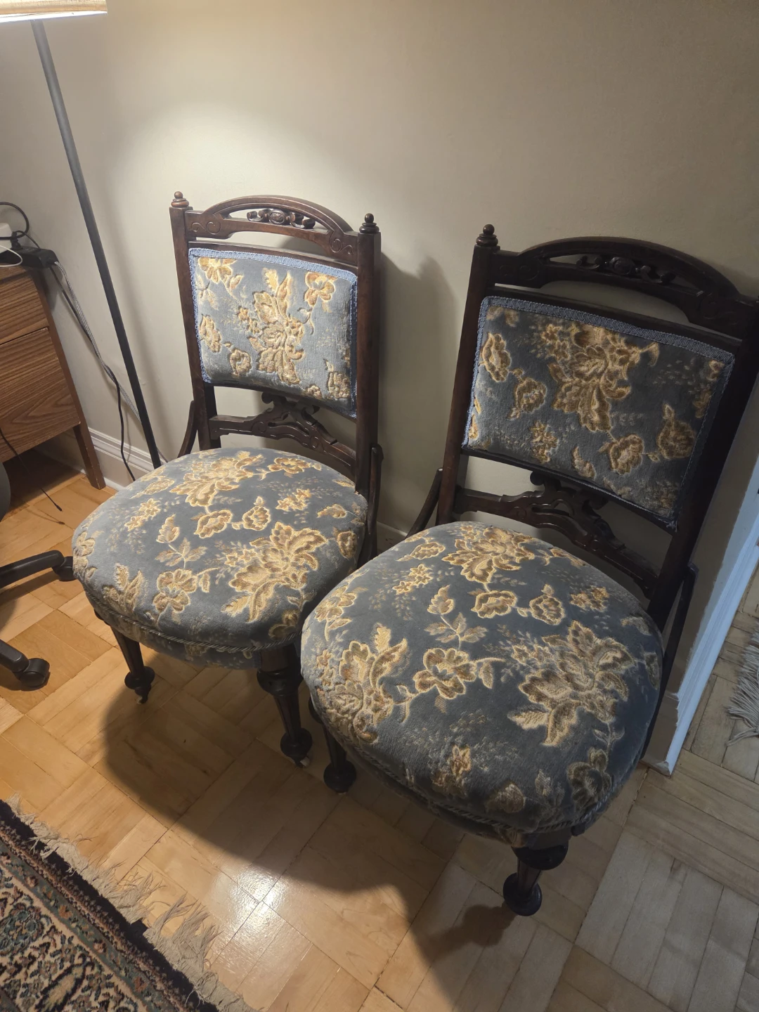 Set of 2 Vintage Floral Upholstered Chairs