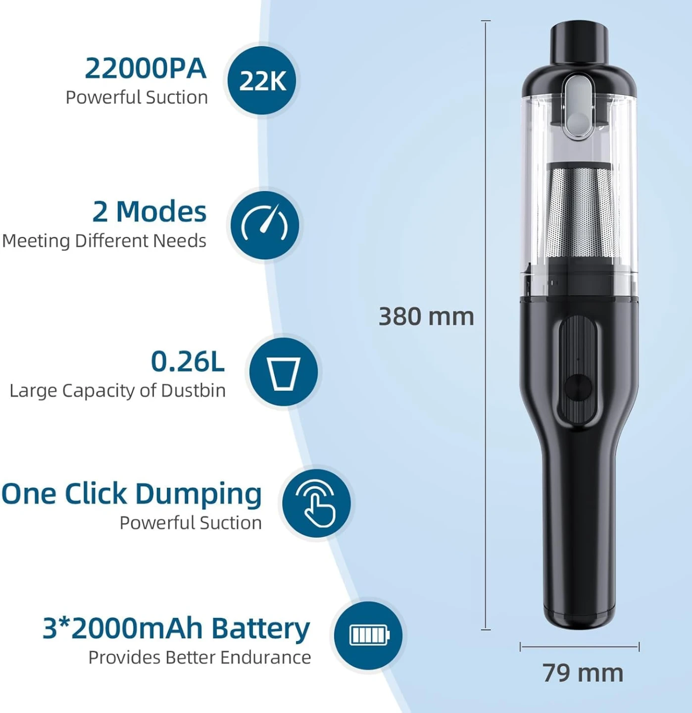 Car Vacuum Cleaner,100W/22Kpa/30Mins - photo 2