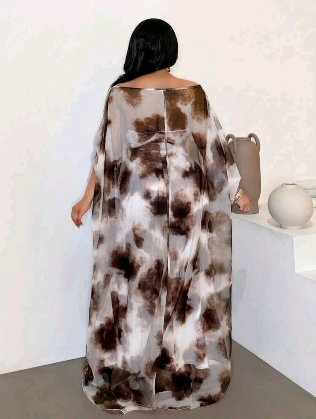 Women's Tie-Dye Print Dress with Cape - photo 2