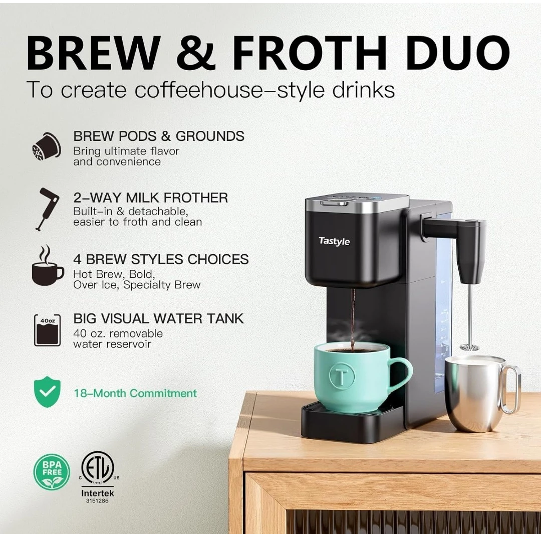 Tastyle Coffee Maker Brew Pods & Grounds - photo 5