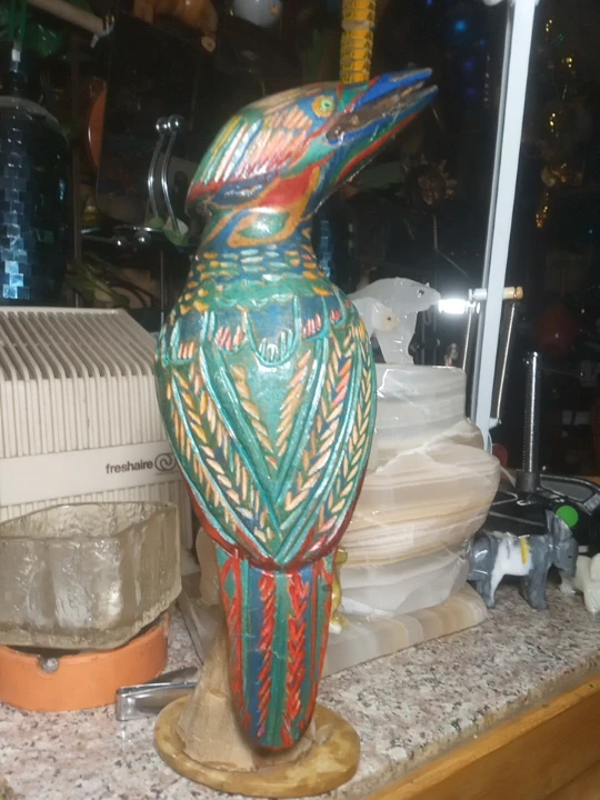Hand-carved wooden bird sculpture - photo 2