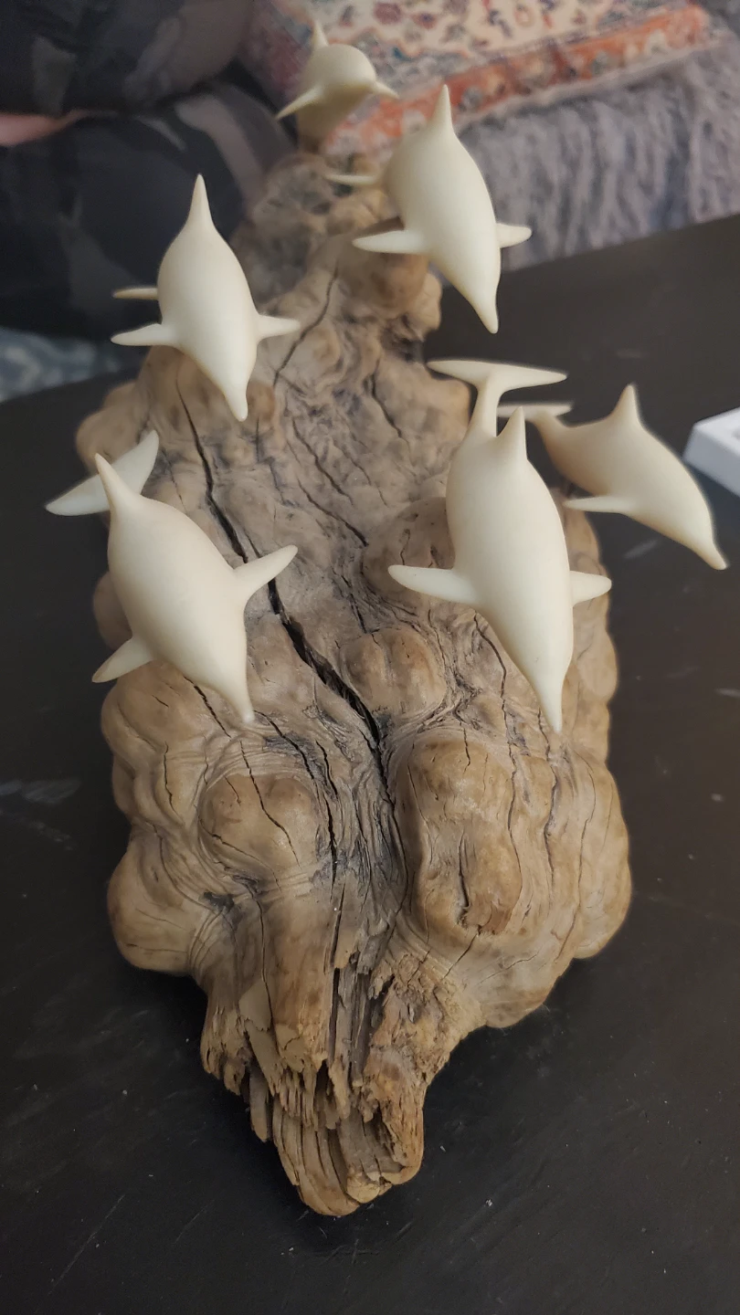 John Perry Dolphin Sculpture on Driftwood - photo 3