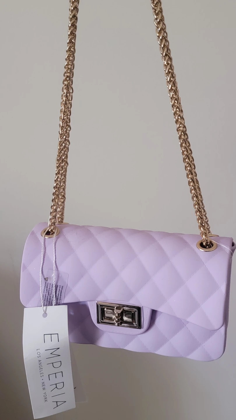Emperia Quilted Lavender Jelly Handbag with Gold Chain