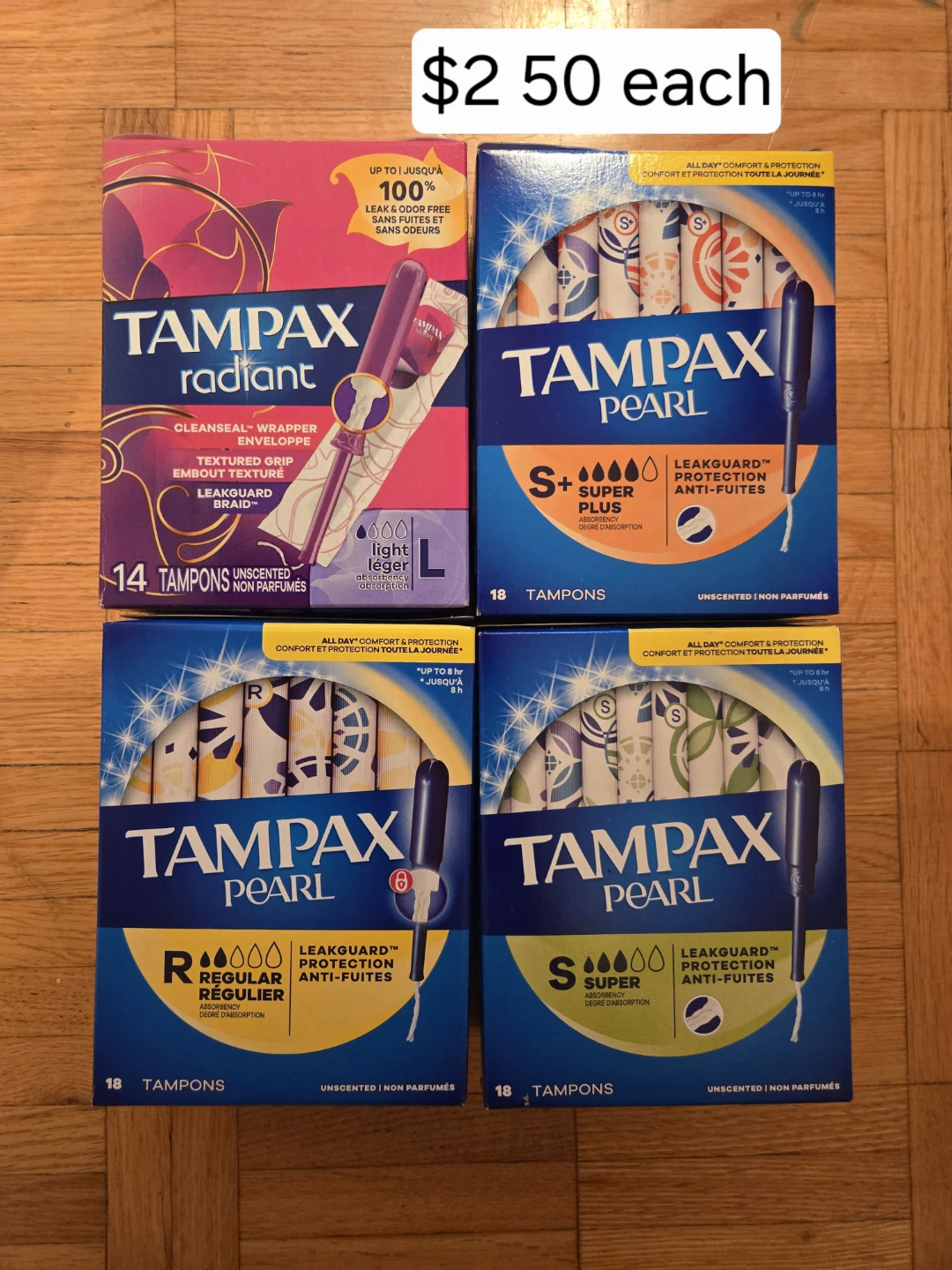 Tampax Radiant and Pearl Tampons