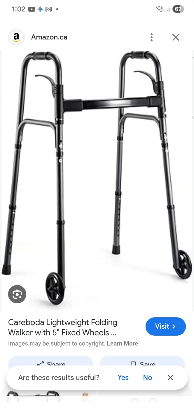 Careboda Lightweight Folding Walker with 5" Fixed Wheels