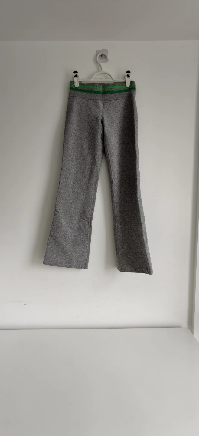 Lululemon Grey Athletic Pants with Green Waistband