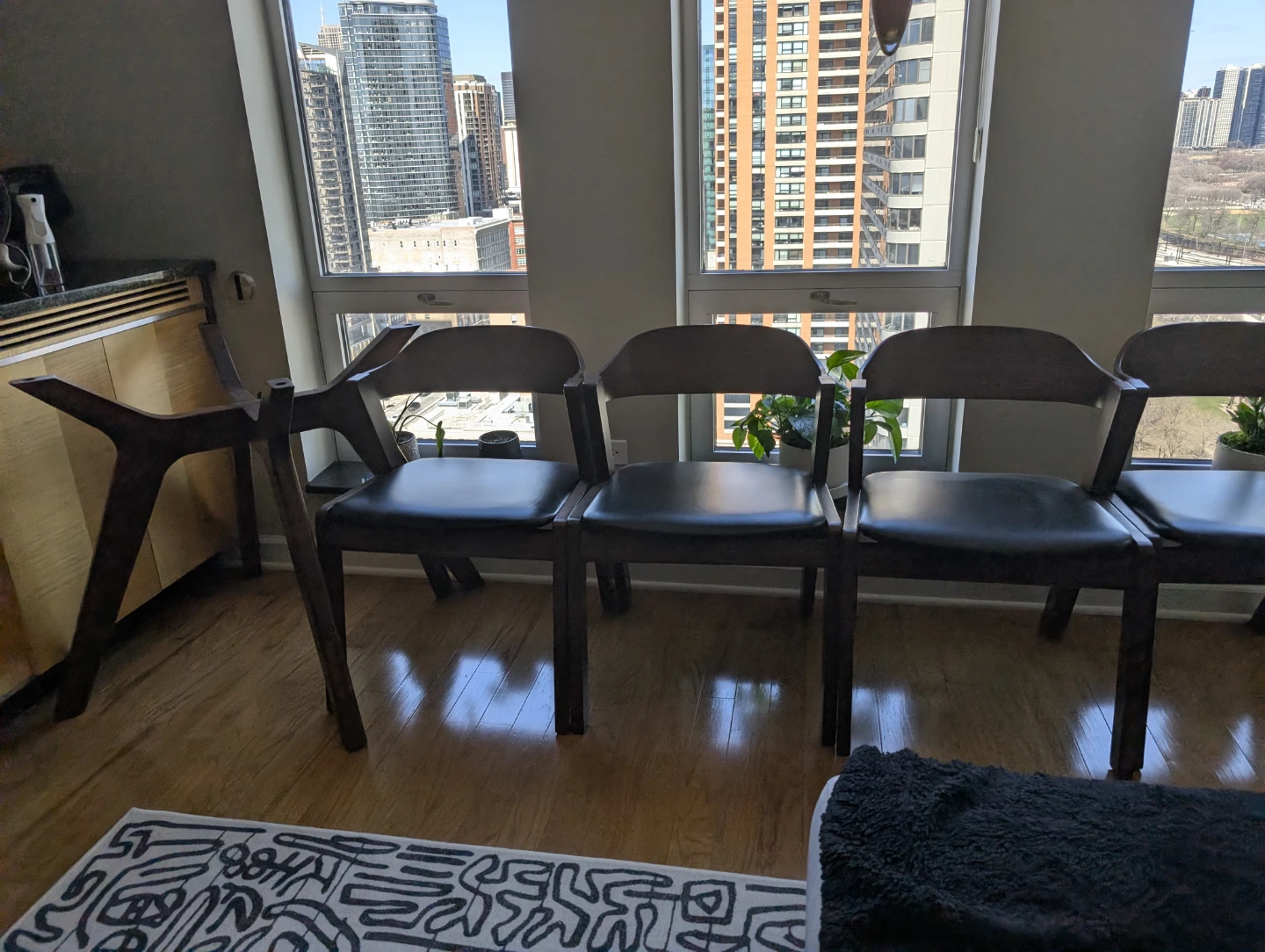 Round Glass Dining Table with Wood Chairs - photo 3