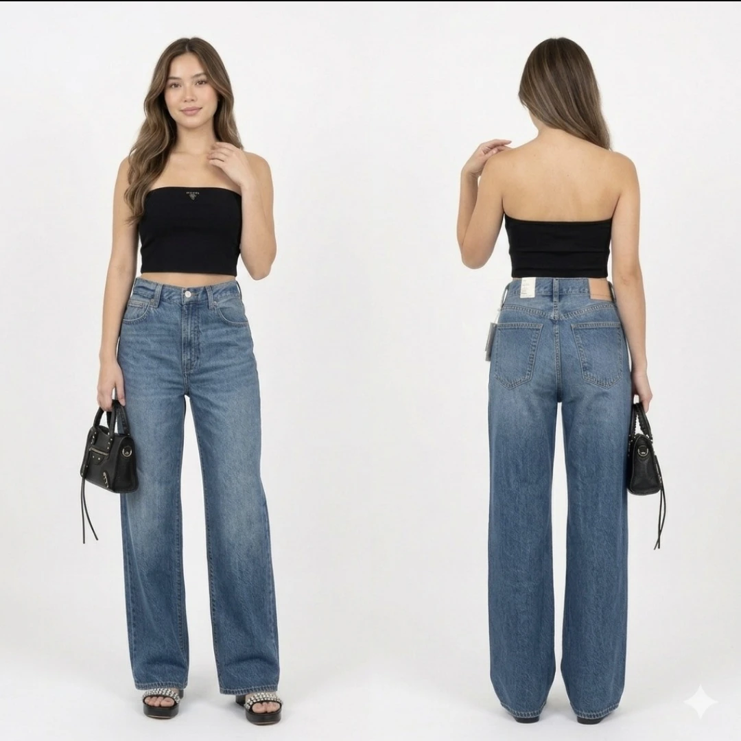 Aritzia Denim Forum The Farrah Hi-Rise Wide Leg Jeans Sz 27 - photo 4